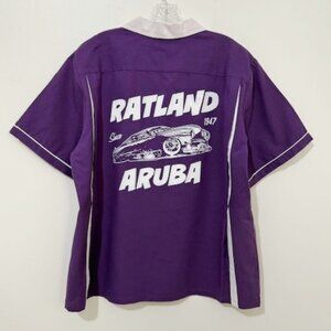 Cruisin USA Purple Bowling Shirt Ratland Aruba Logo Classic Retro Men's L